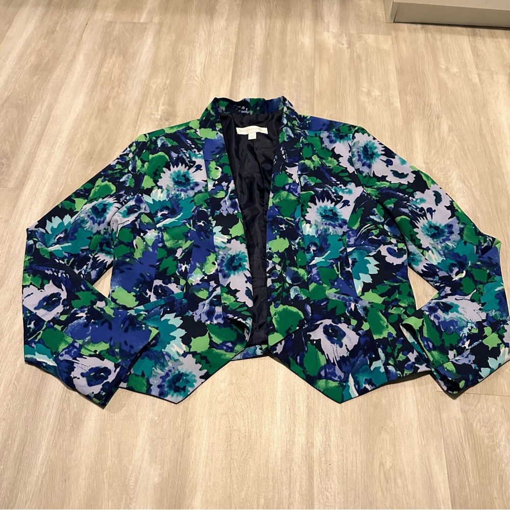 New York & Company Floral Blazer - Blue and Green